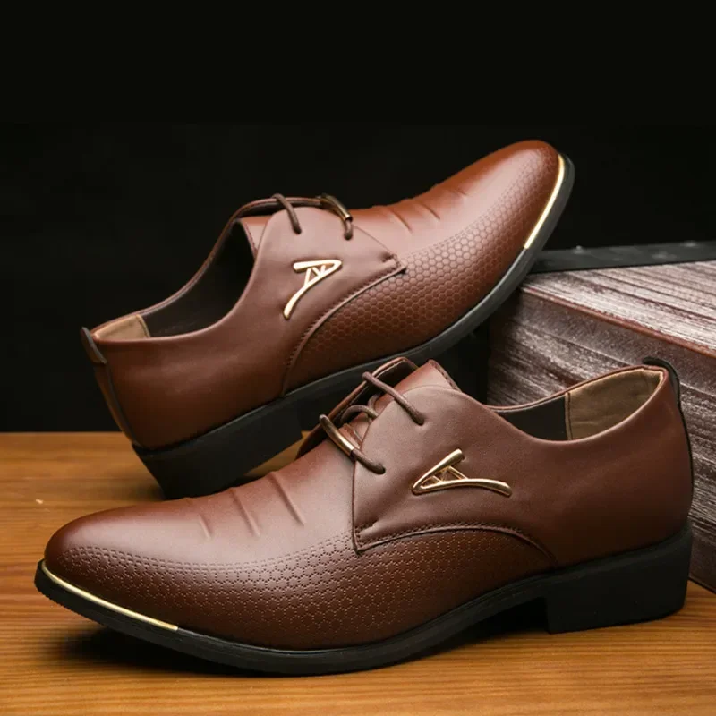 Luxury Mens Leather Shoes High Quality Men's Shoes Pointed Oxford Wedding Leather Men Dress Shoes 2024 Gentleman Office Man Shoe 2