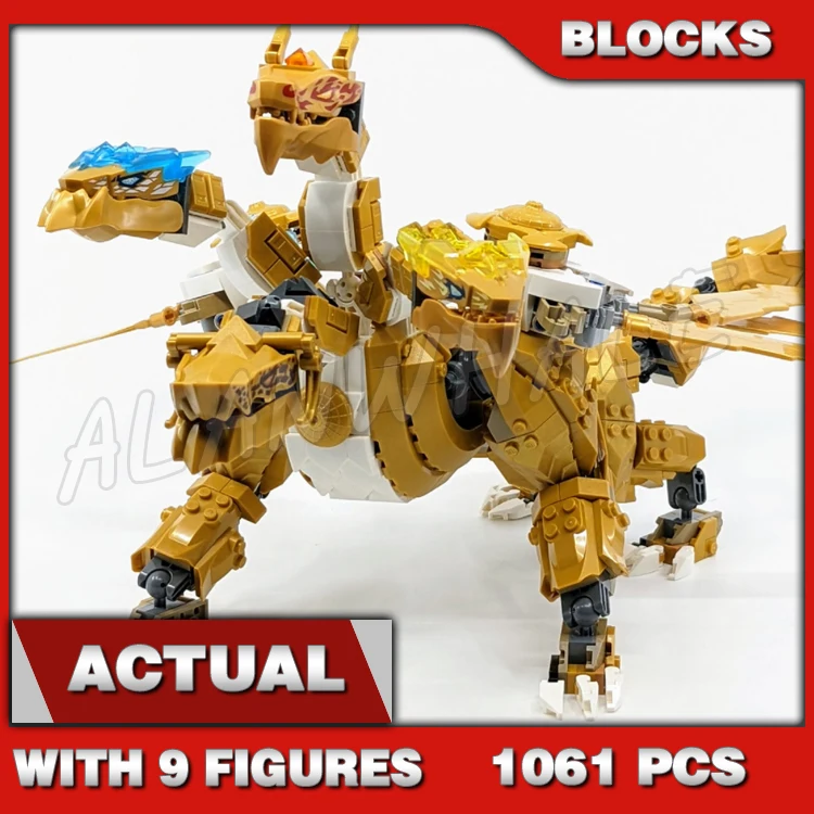

1061 шт. Shinobi 4-сторонний Lloyd Golden Ultra Dragon Posable Wings Crystal King 60011, наборы строительных блоков, совместимые с моделью