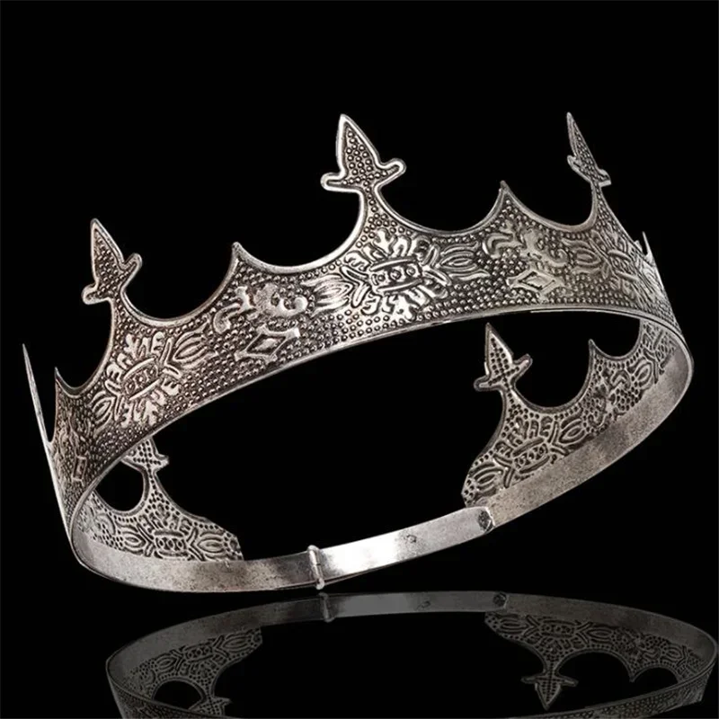 Hair Accessories Crown Headband Baroque Vintage Metal Circle Tiara Royal Queen King Crown Men Queen Hair Accessories Tiara Performance Tiara Unisex Prince Crown