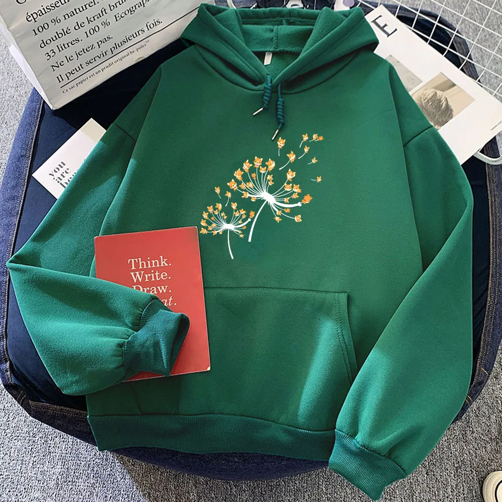Cute Corgi Flower Hoodies Winter Long Sleeve Women/Men Kawaii Sweatshirt with Hooded Casual Roupas Femininas Moletom Streetwear