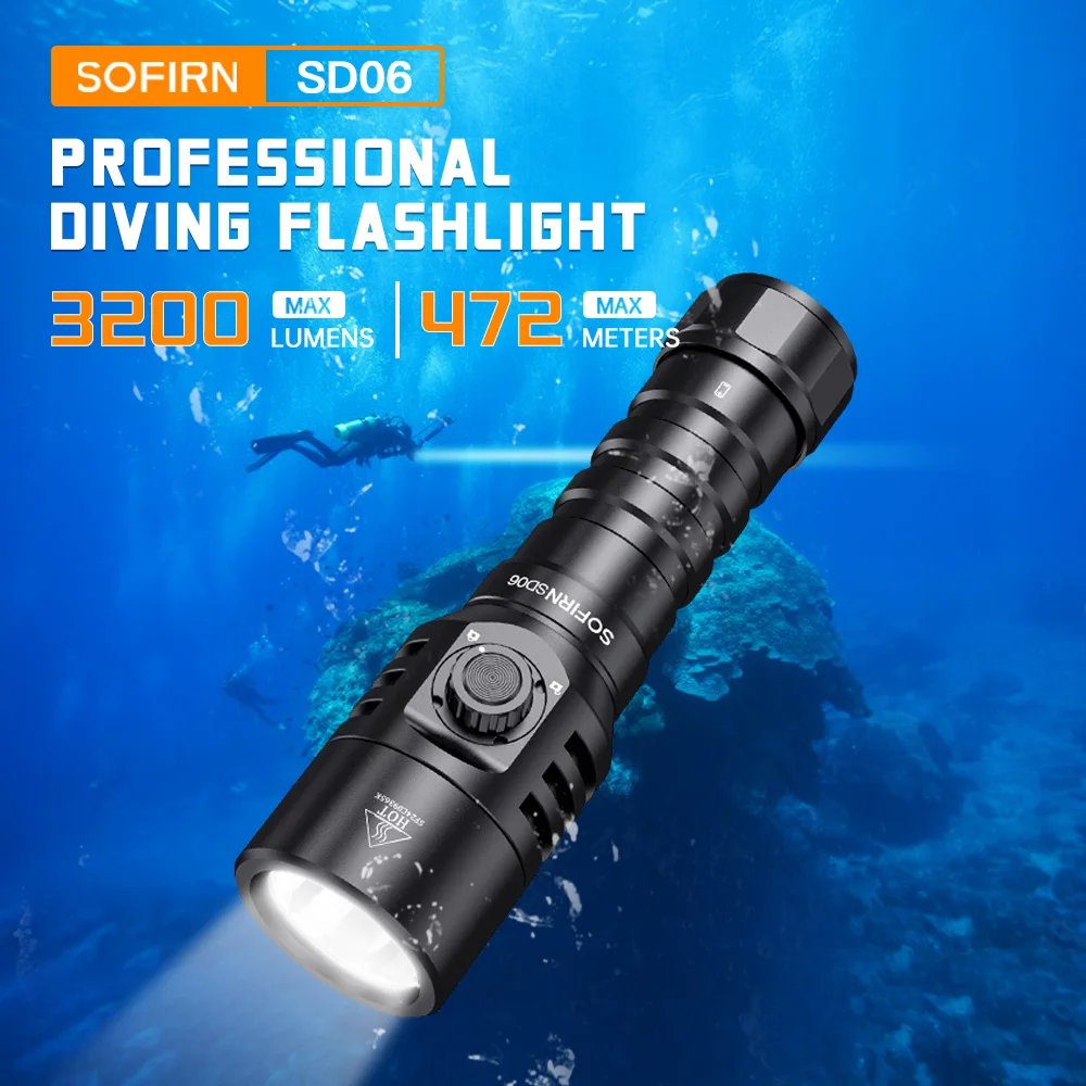 Sofirn-水中ダイビング懐中電灯,スキューバダイビング用,防水ip68,強力