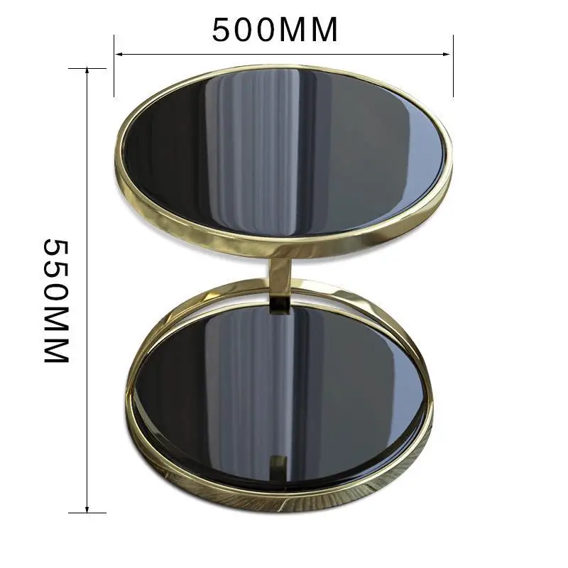 Luxury Toughened Marble Glass Corner Table Living Room Marble Sofa Side Stainless Steel Gold Round Postmoder Furnitures