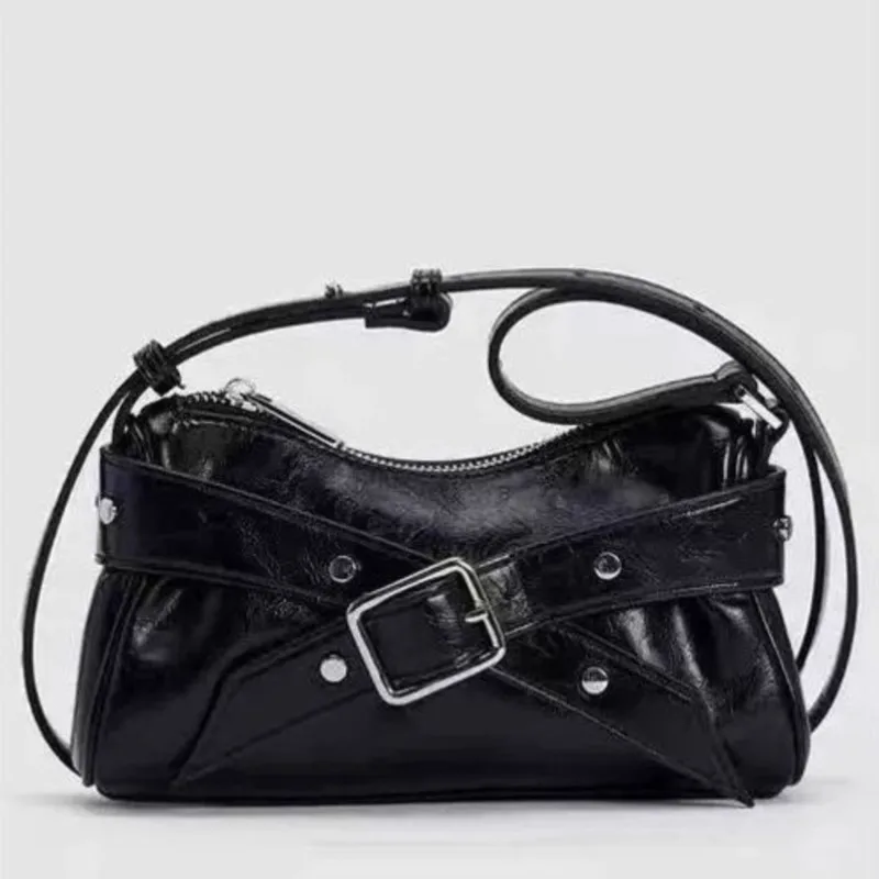 JIAERDI Harajuku Studded Tote Bag Women Cross Leather Buckle Shoulder Bag Ladies Fashion Premium Commuter Crossbody Bag 2025 New