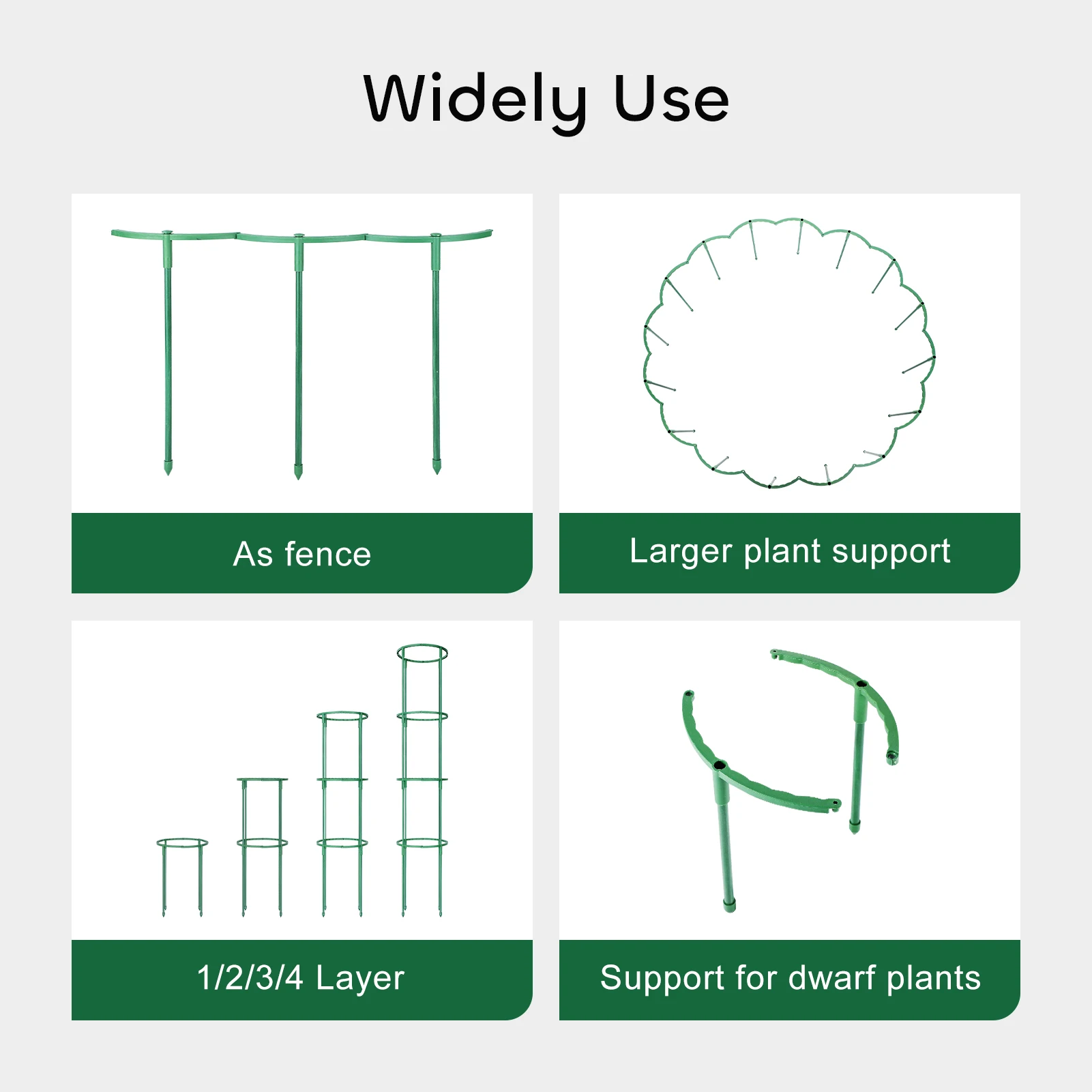8 Packs Plant Support Stakes, Stackable Flower Support Stake, Plant Supports with 65Ft Twist Tie, Stakes for Garden Indoor