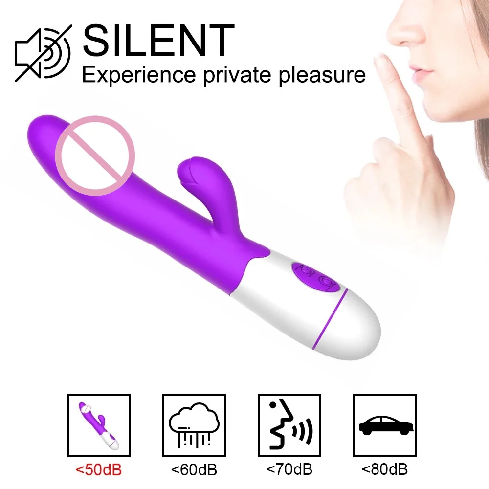 30 Speed Rechargeable Handheld Silicone Adult Clit Clitoral Clitoris Sex Toy G Spot Dual Motor Rabbit Vibrator for Women Female