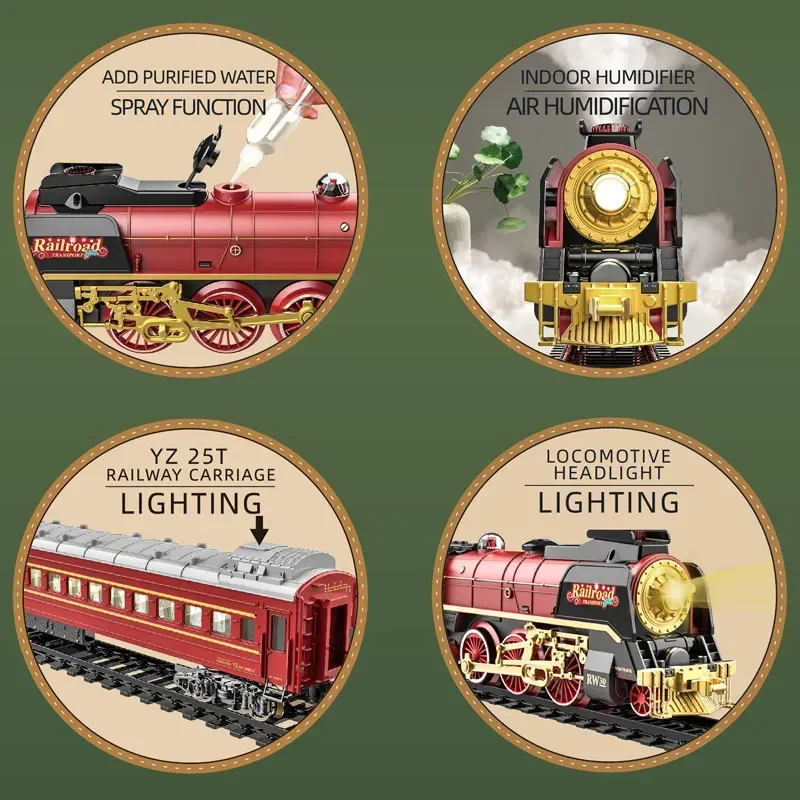 Christmas Series Retro Classical Remote Control Small Train Track Electric Steam Track Train Model Children's Holiday Toy Gift