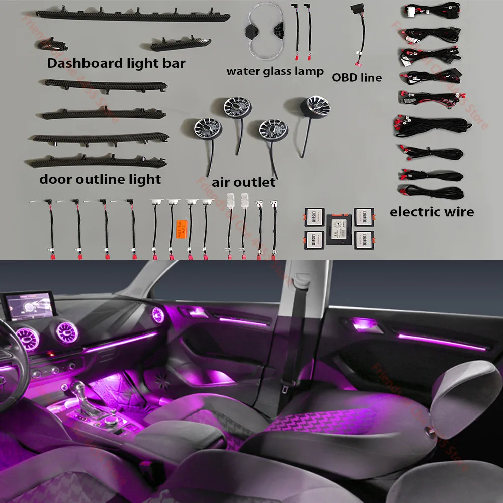 30Color For Audi A3 8V 8Y S3 RS3 20132020 Decorative Ambient Light