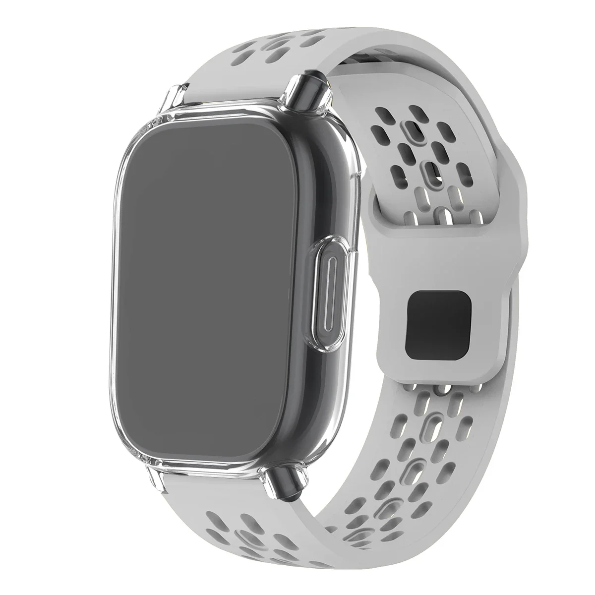 Silicone Strap and TPU Soft Shell Case with Full Cover Screen Protector for Smartwatch - Breathable Sport Band Design