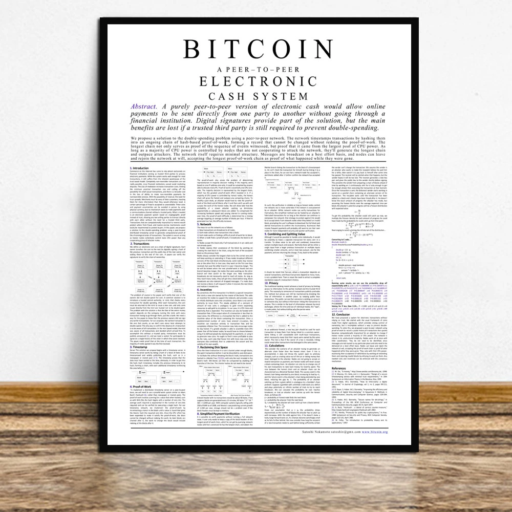 비트코인 화이트 페이퍼 현금 견적 포스터, 사토시 나카모토 모듈 캔버스 회화, 벽 예술 그림, 거실 홈 룸 장식 - AliExpress