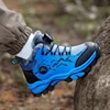 Kids Fleece-lined Hiking Shoes Autumn 2023 Warm Sports Shoes Cotton-padded Mid-top Boys Outdoor-ready Children's Sneakers