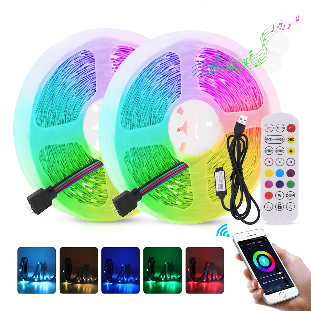 

USB LED Strip Lights RGB 5050 Bluetooth APP/IR Remote Control 5V LED Tape IP65 Waterproof Music Timing Ribbon Diode TV BackLight