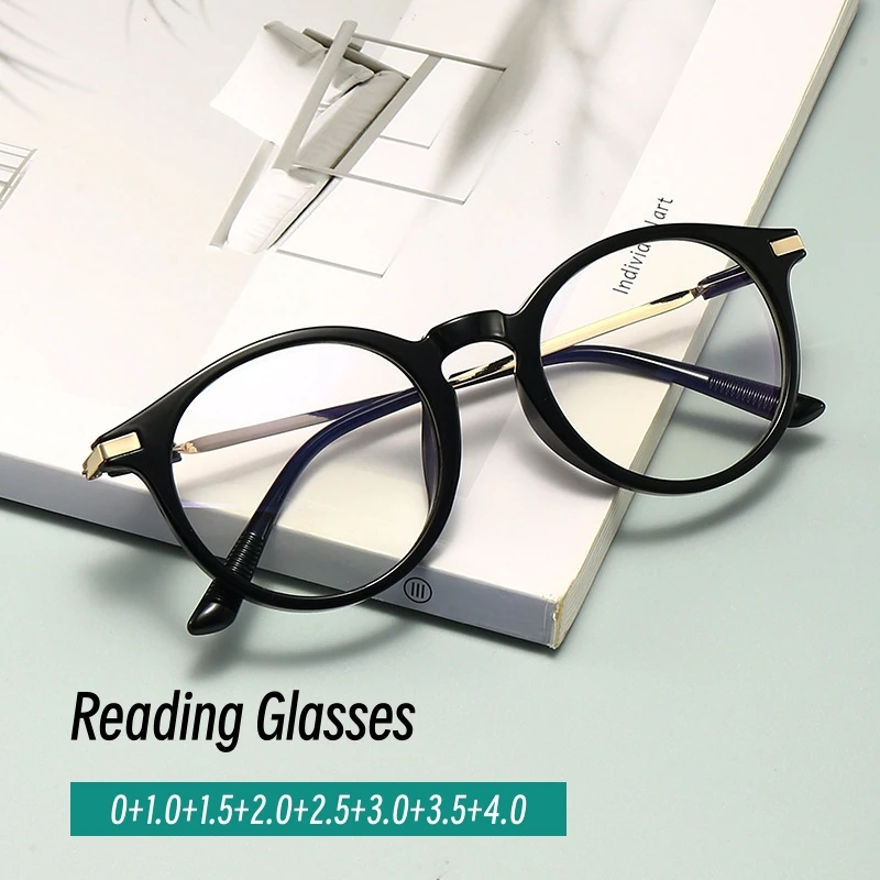 

New Trend Vintage Round Frame Reading Glasses Anti Blue Light Optical Spectacle Eyeglasses Anti Fatigue Ultra Light Eyewear