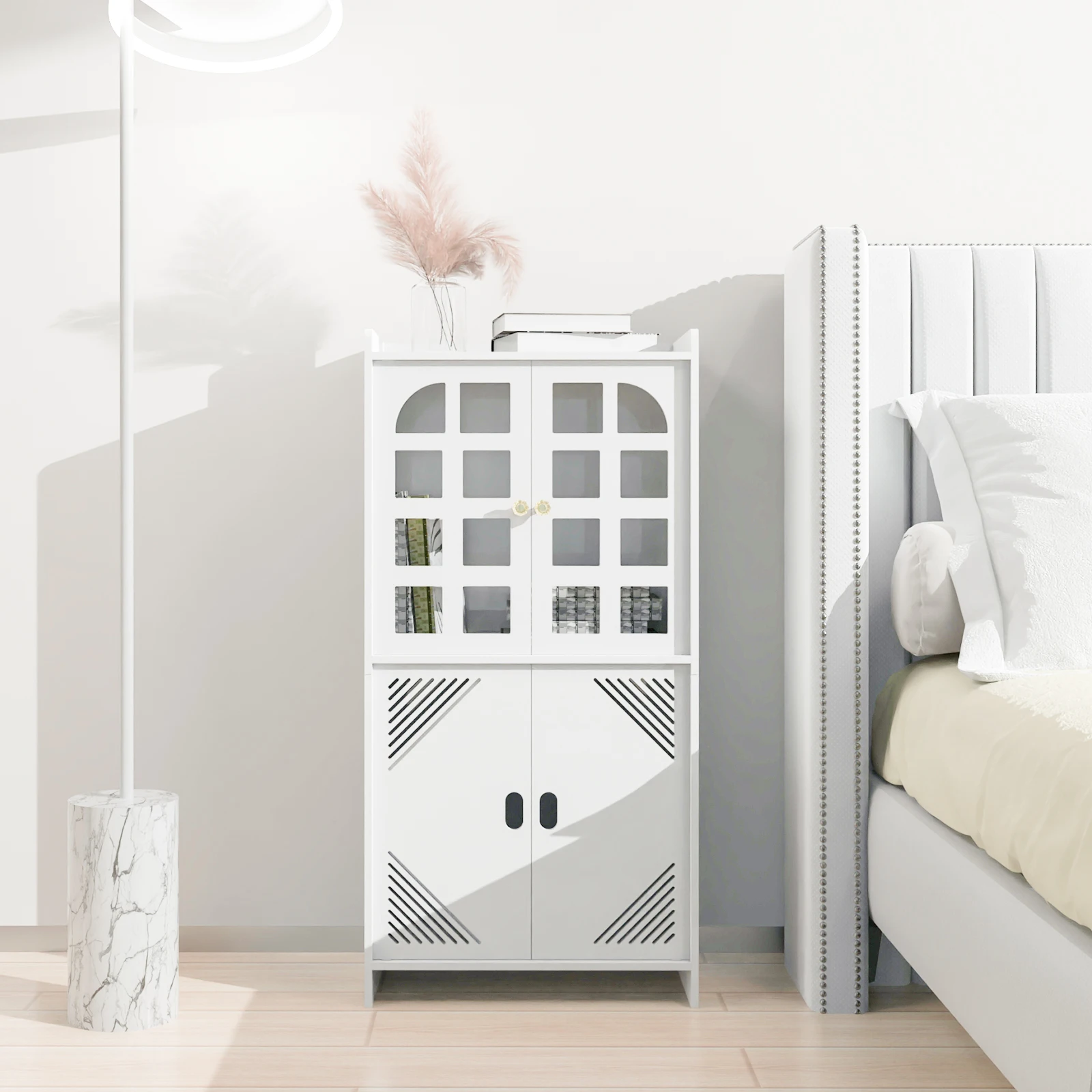 3 Tier Bathroom Floor Cabinet,Storage Cabinet with Door,Free Standing Shelf Unit,for Bathroom,Kitchen,Waterproof,White: 3 - 5 Days Free Delivery Only UK
