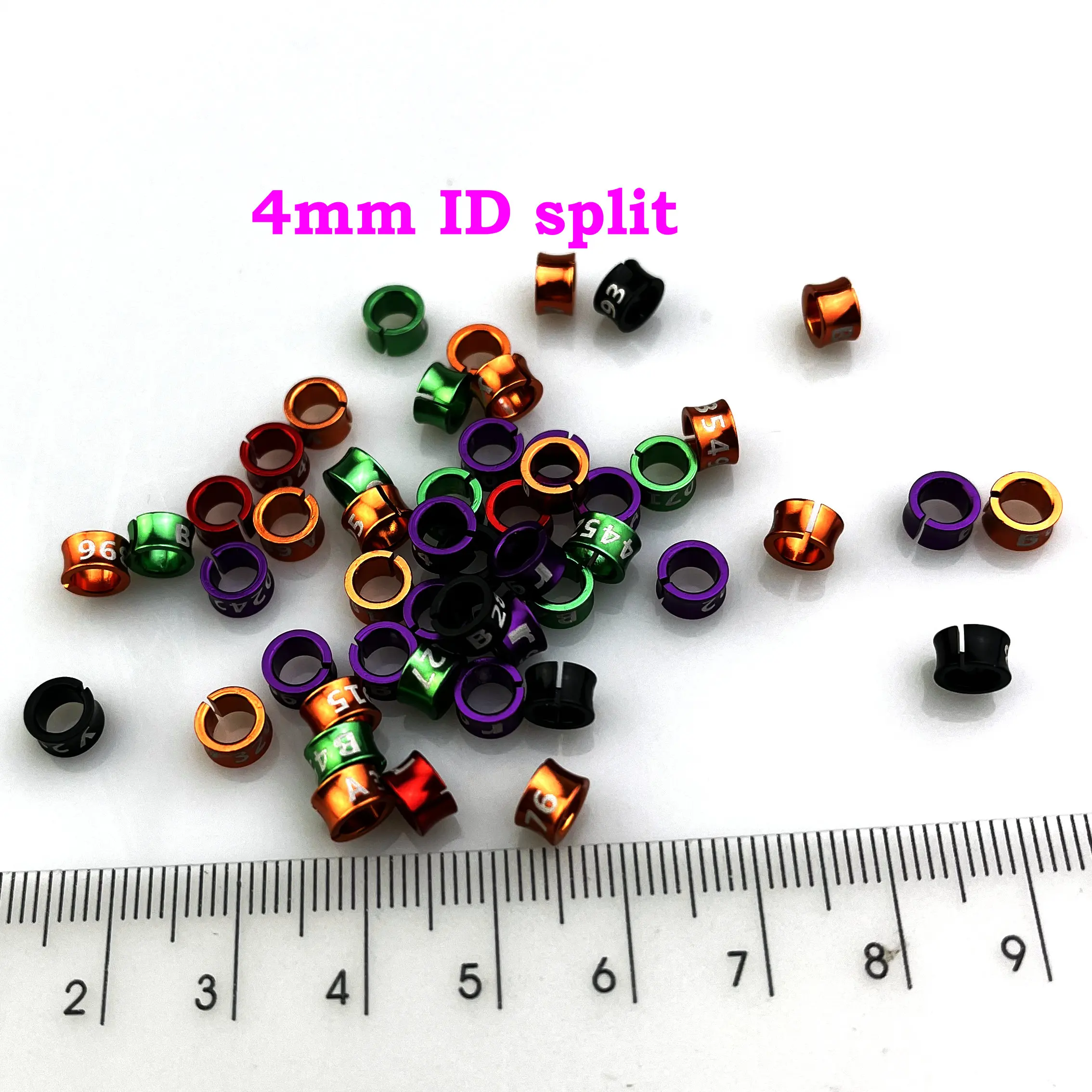Split Budgerigar Rings Aluminum Bird Leg Bands Non-Custom Random-Character Color-Mixture 4mm 25 PCs/Lot