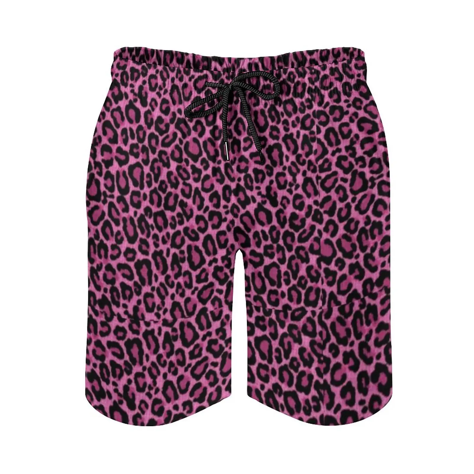Funky leopard print board shorts de alta qualidade rosa preto manchas  impressão placa calças curtas homem cintura elástica troncos natação