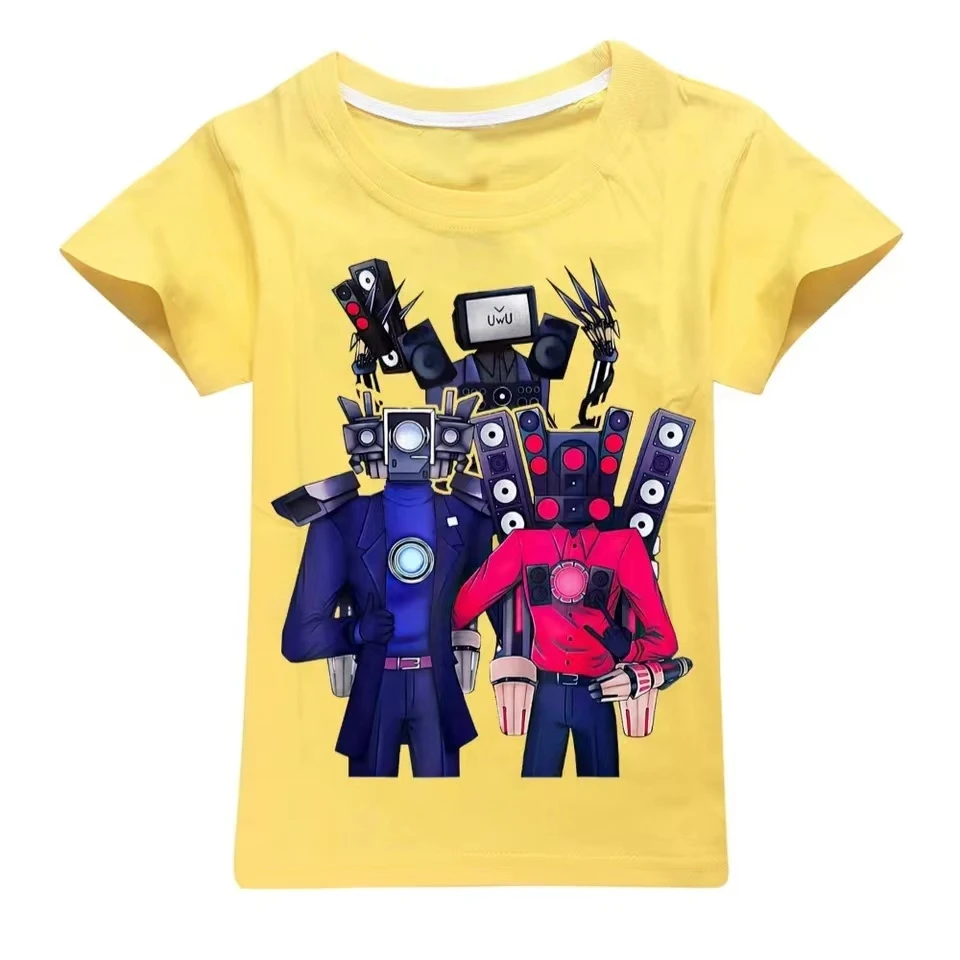 New Baby Boys Summer Skibidi Toilet Kids Cartoon Tees Game Speakerman Titan TV Man Print T Shirt Children Cotton Clothes Top 4