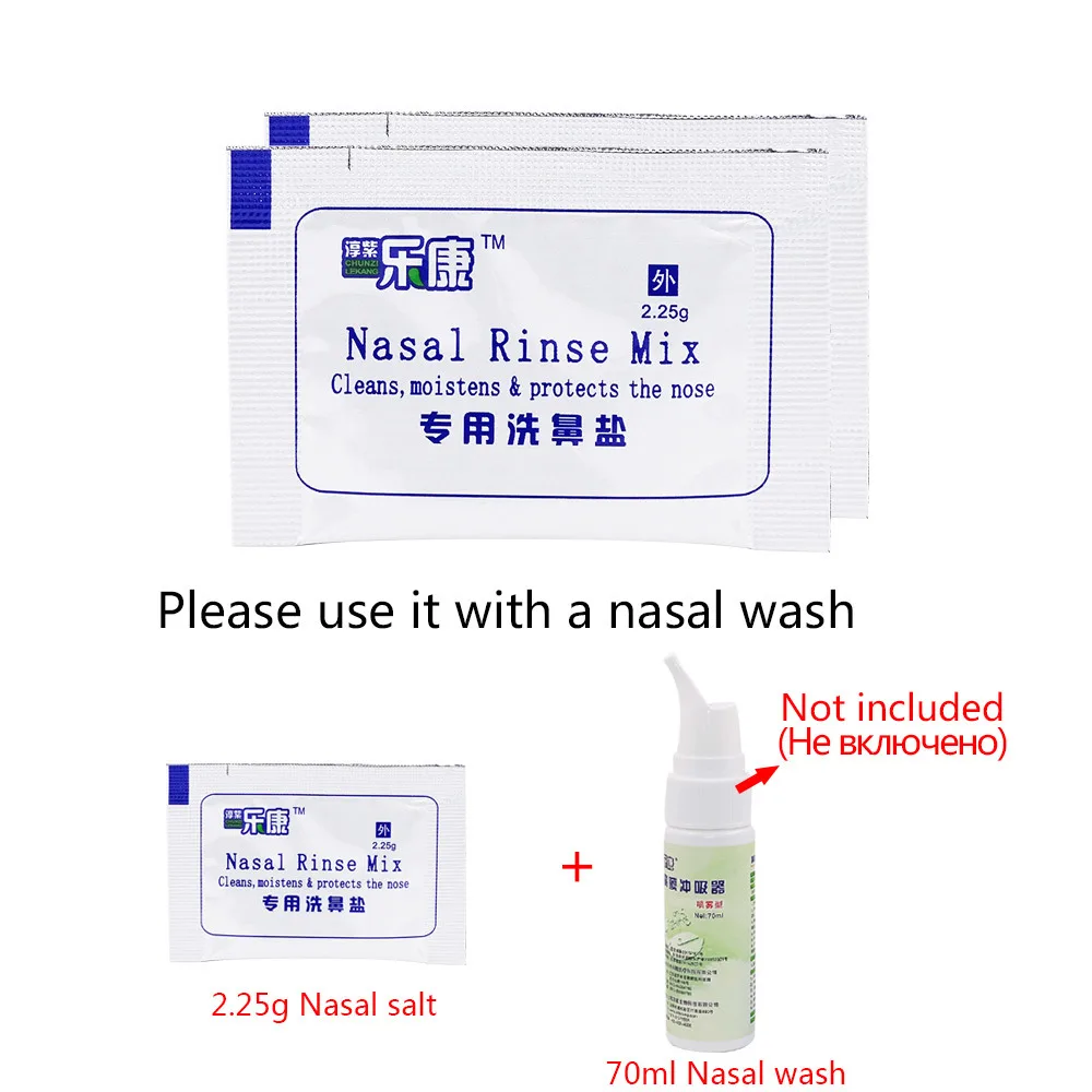 Nose wash cleaner 60/50 Bags Nasal Wash Salt 2.25g for 70ML Nose Cleaner allergic rhinitis children
