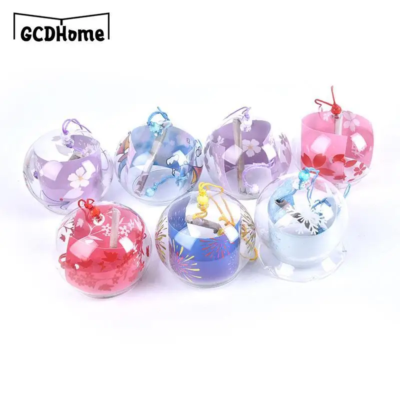 1pcs Romantic Crafts Japanese Cherry Blossom Glass Wind Chimes Bells Home Garden Office Ornament Indoor Window Hanging Decor 3
