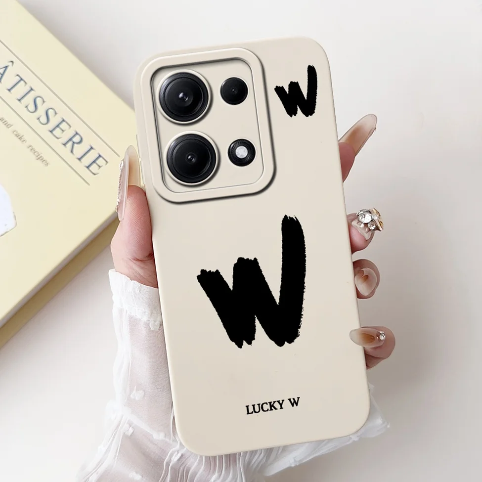 4G For Redmi Note 14 14S 14Pro Back Cover For Redmi Note 14 Pro 4G Case Simple Fashion A-Z Letters Pattern Design Silicone Funda