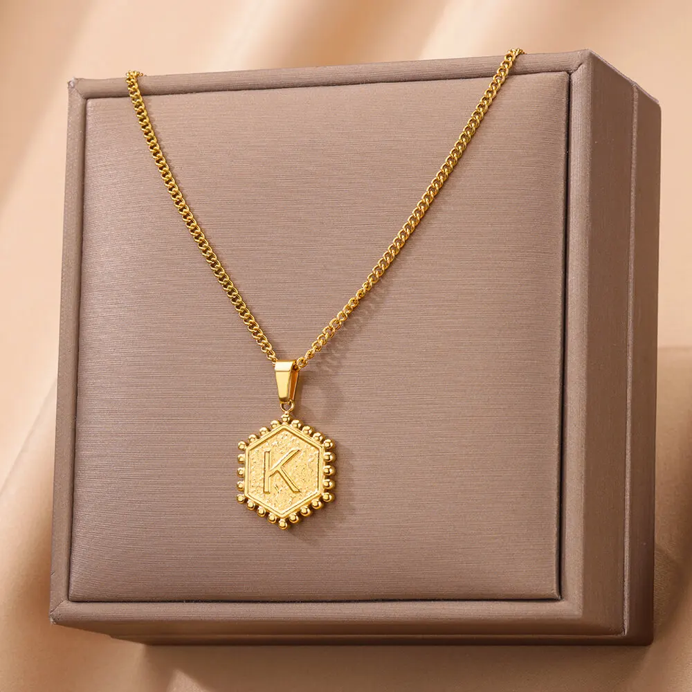 Initial Stainless Steel A-Z Letter Necklaces For Women