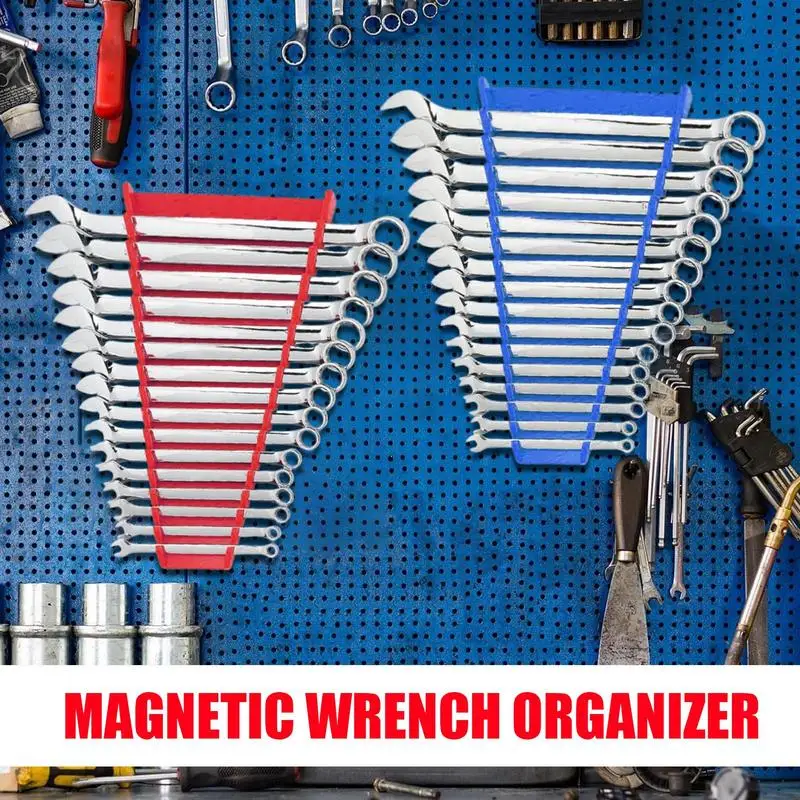 Wrench Spanner Sorter Holder Magnetic Wrench Organizer Premium Holder Tray Wall-Mounted Tool box Storage Bracket 2pcs tool organizer wrench organizer wrench holder