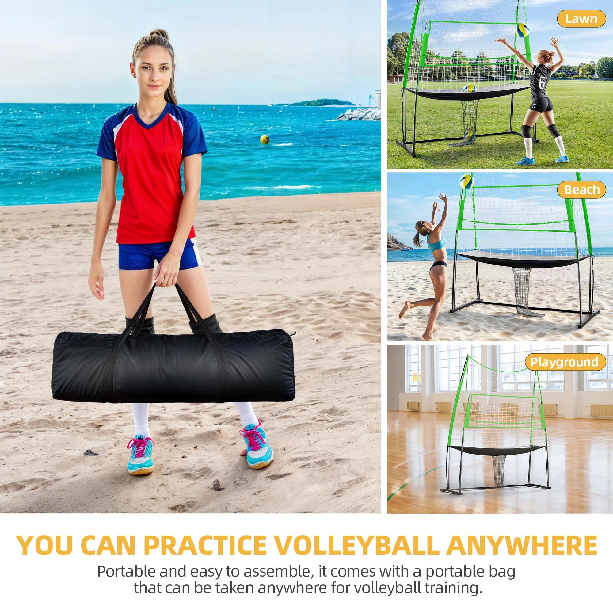 Adjustable Height Volleyball Practice Net Hitting Net for Backyard Training Tool