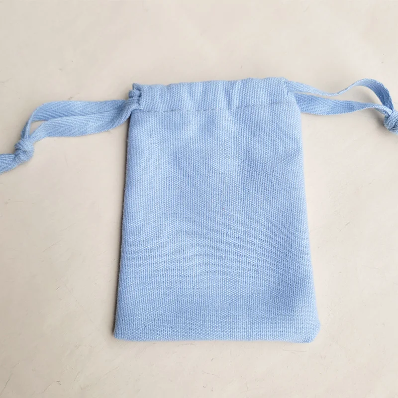 Blue Cotton Gift Bags 5x7cm 7x9cm 10x15cm 15x20cm pack of 50 Cosmetic Packaging Pouch Jewelry Logo Drawstring Sack