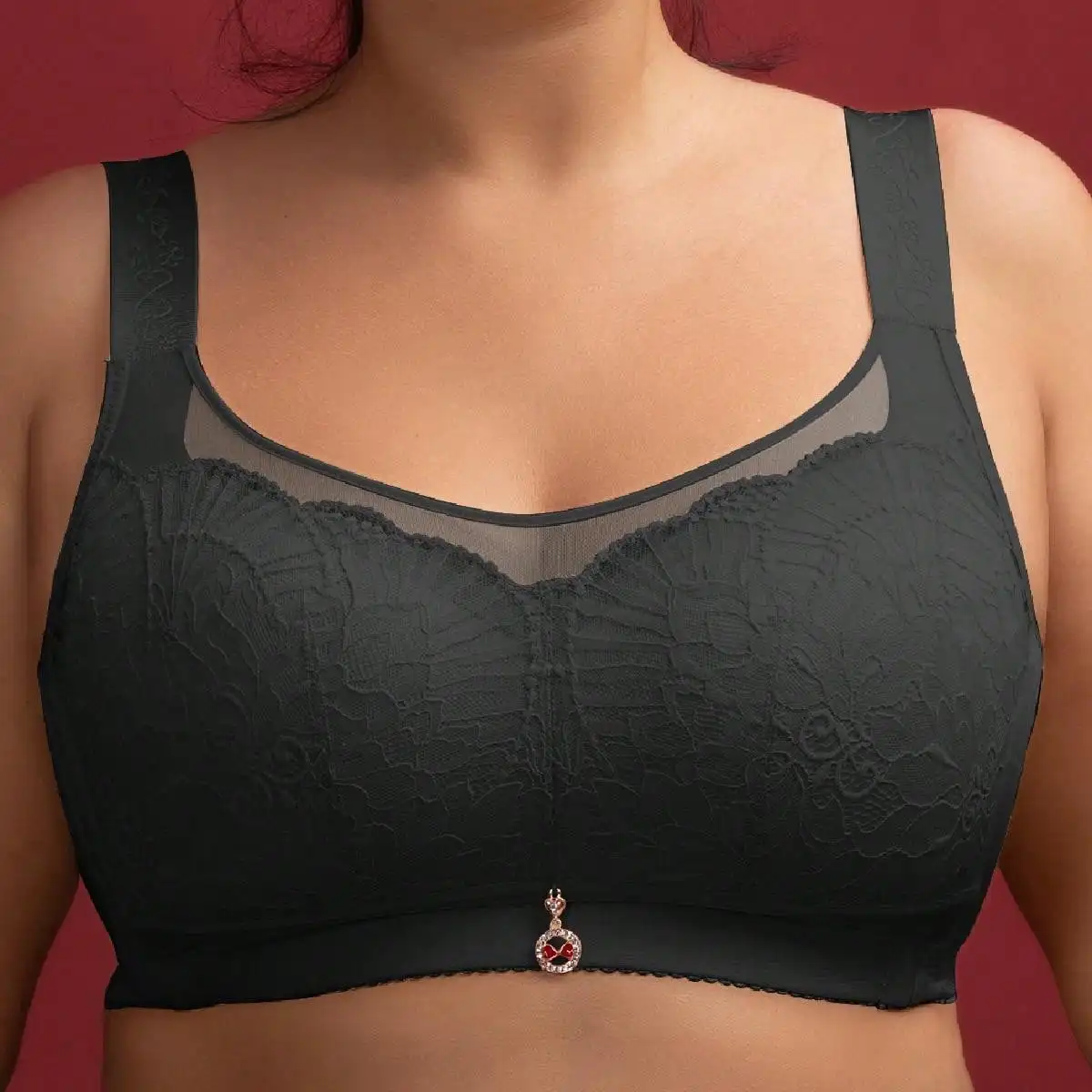 Large size lingerie for women big chest small French style romantic gathering gathered breasts anti sagging adjustable text bra