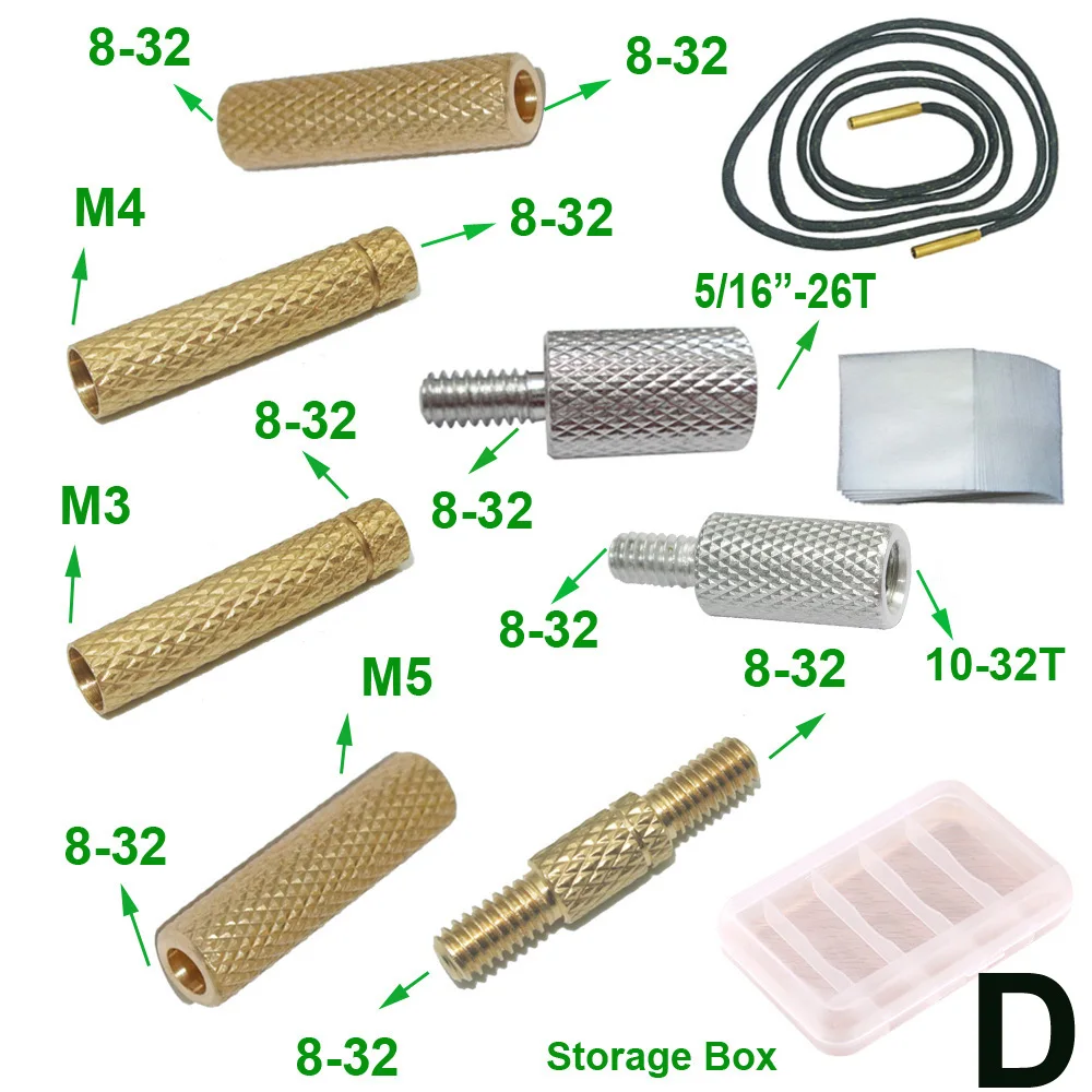 그린 월드 건 청소 브러시 ??키트, 솔리드 브래스 스피어 포인트 재그, 슬롯형 패치 루프 어댑터 세트