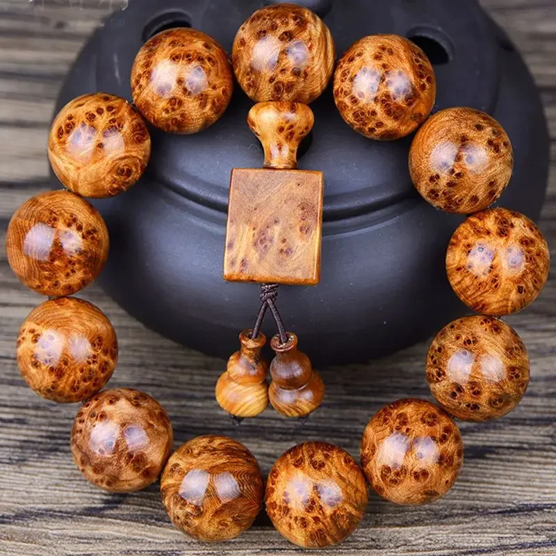 

Collectible Grade Natural Wood Bracelet Aging Old Material Full of Tumor Scars Taihang Thuja Buddha Beads 2.0 Hand String WenWan