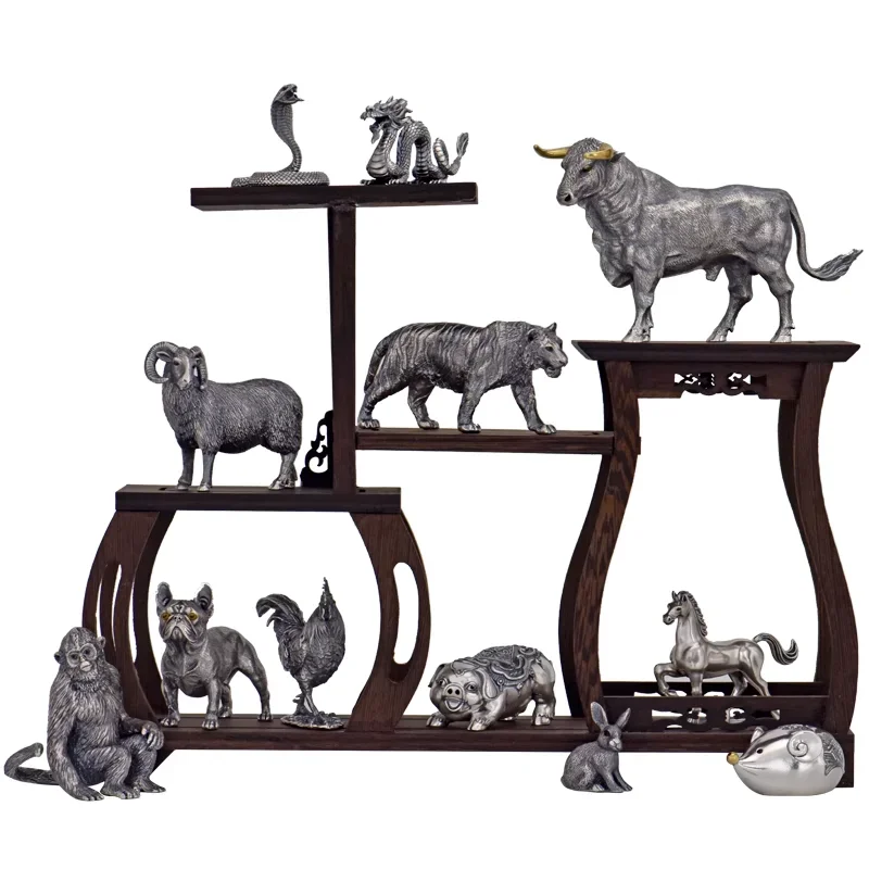 Twelve Zodiac Tea Pet Sterling Silver 999 Tea Table Decoration Pieces Boutique Can Be Soaked and Raised Collectible Play