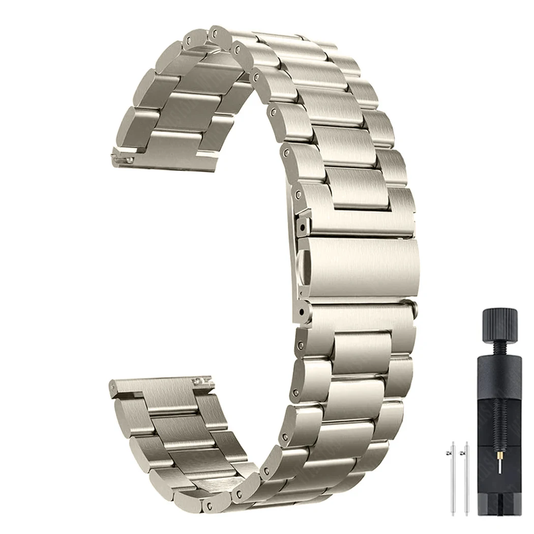 Premium Stainless Steel Watch Strap, 20mm & 22mm, Adjustable Metal Band