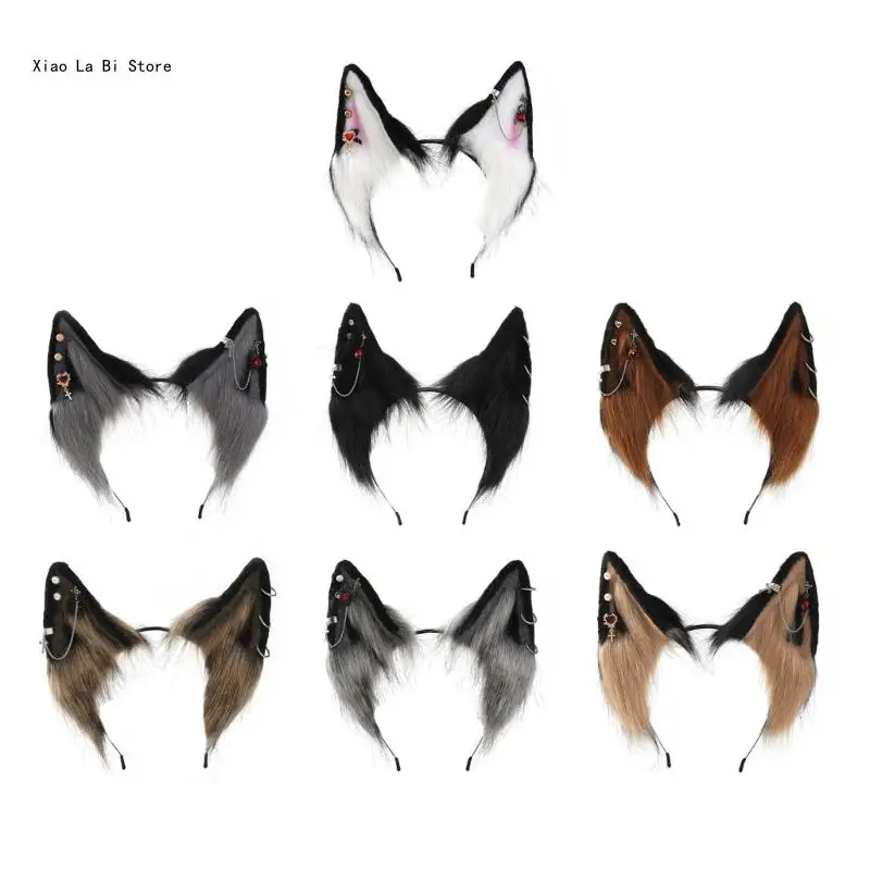 

Punk Style Wolf Ears Shape Hair Hoop Cosplay Party Woman Taking Photo Headpiece XXFD