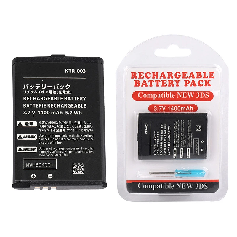 

10PCS 3.7V 1400mah Rechargeable Li-ion Battery Pack KTR-003 KTR003 for New Nintendo 3DS N3DS Replacement Batteries + free tool