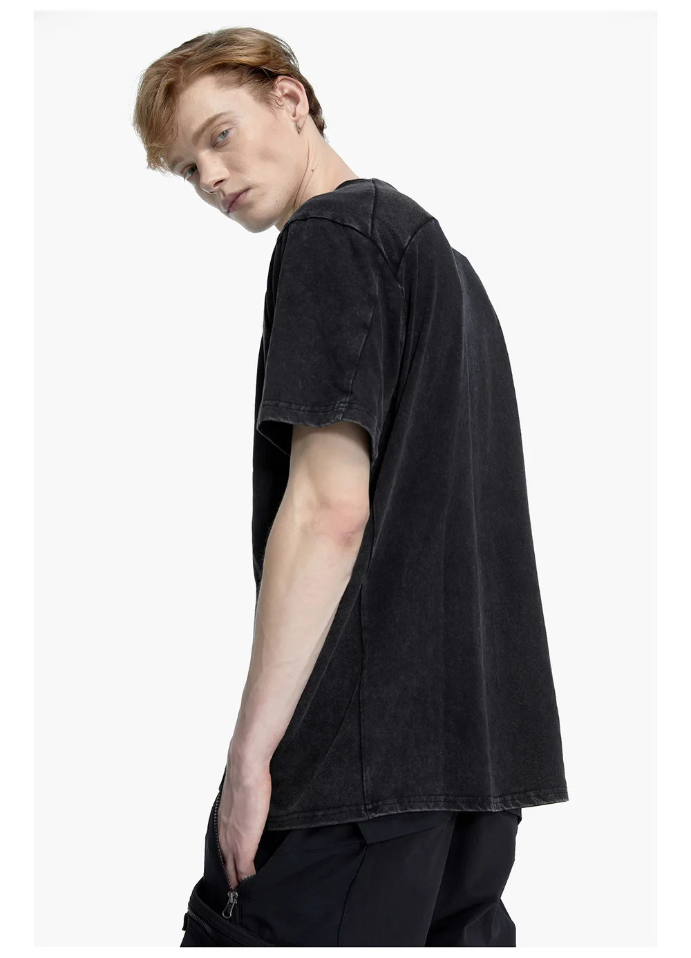 Reindee lusion 23ss 201 structural cut pure cotton t-shirt stacked structure diamond shape hem techwear gorpcore