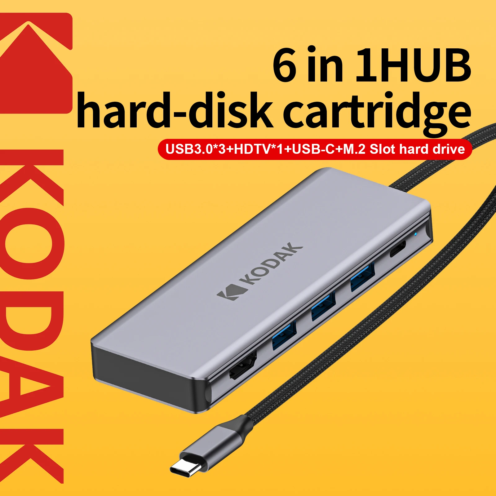 KODAK 6 In 1 USB C HUB 4K 60Hz to HDTV PD Multi Splitter Type-C Adapter For Macbook USB3.0 HUB SD Card Reader Multi Converter