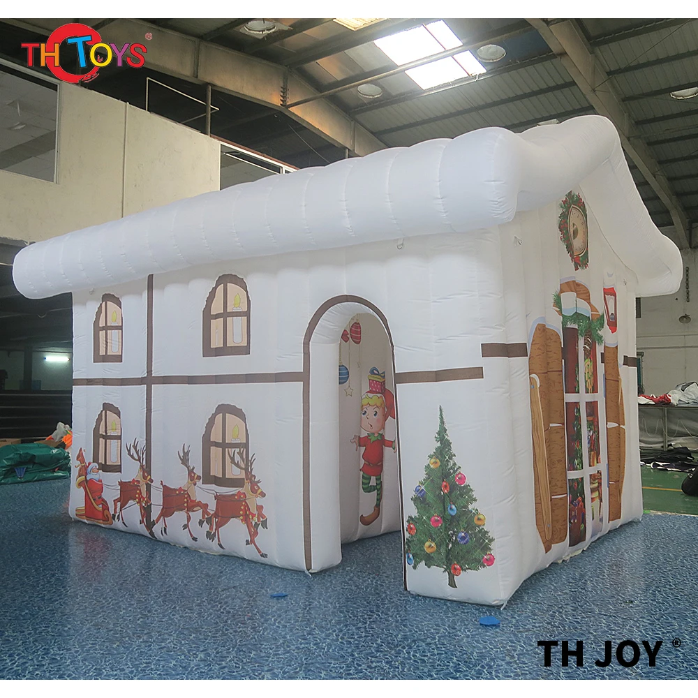 christmas decoration inflatable grotto,4x3m inflatable santa claus grotto house tent,free air ship to door 4