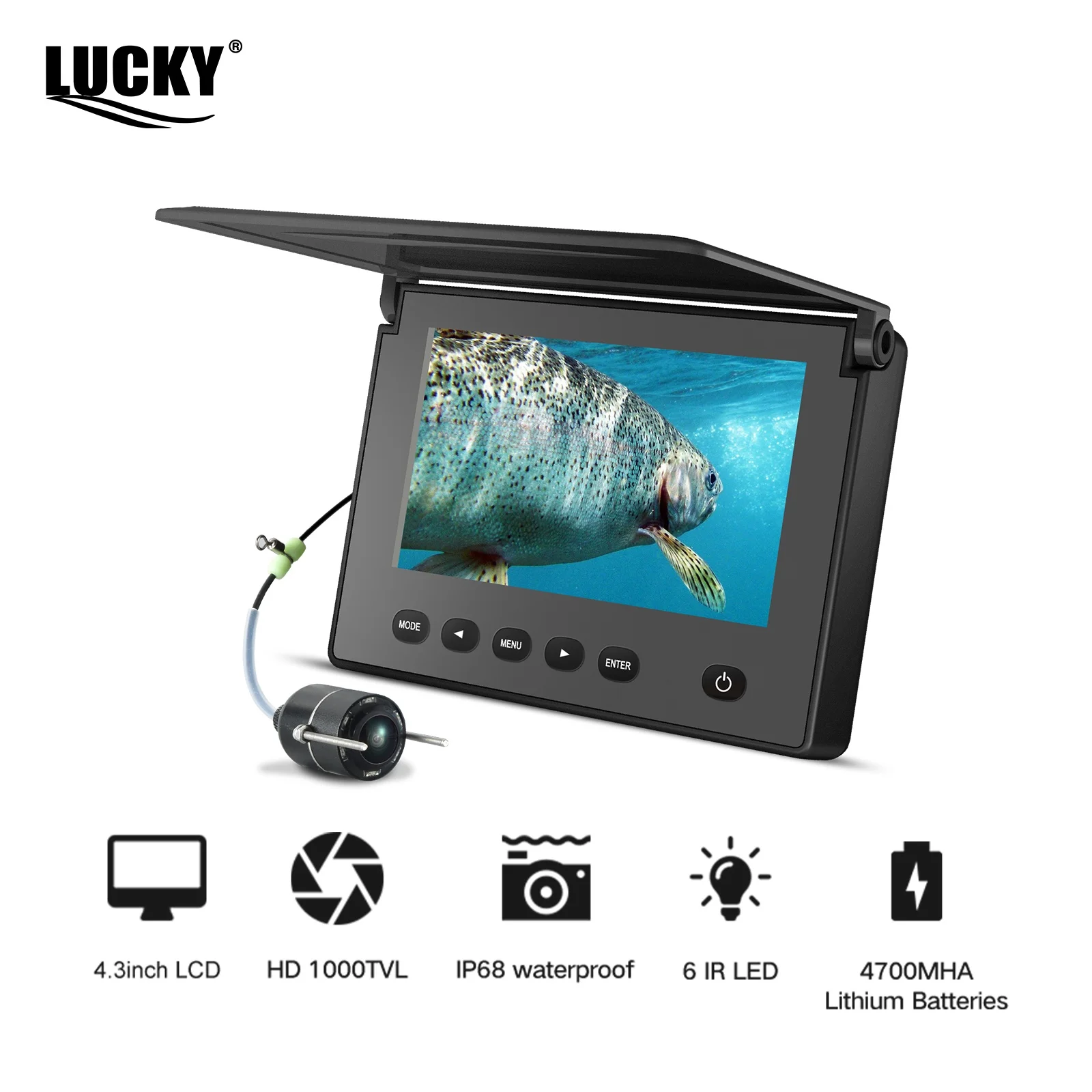 LUCKY Kayak Wireless Fish Finder, Portable Fish Depth Finder For Kayak, Ice, Sea