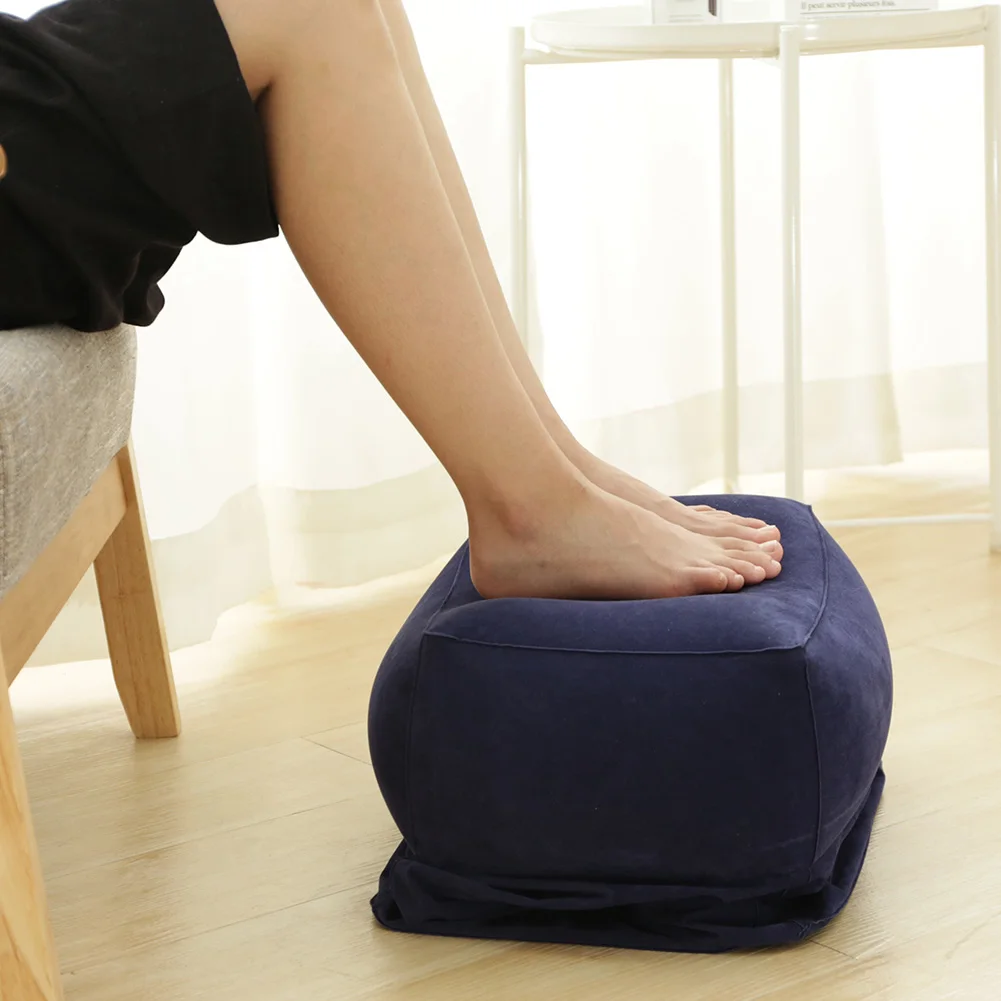 Inflatable Foot Rest Pillow for Kids/Adult Adjustable Height Airplane Bed Leg Pillow for Office Airplane Train Cars Home
