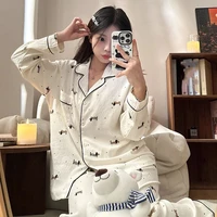 New Dot Letter Dog Print Kawaii Pajamas for Women Harajuku Style Sweet Cute Sleepwear Woman Spring Cartoon Pajamas Set Casual - Image 2