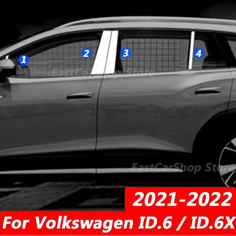 

For Volkswagen ID.6 VW ID6X 2021 2022 Auto Exterior Stainless Steel Car Door Window Column BC Pillar Post Cover Trim Accessories