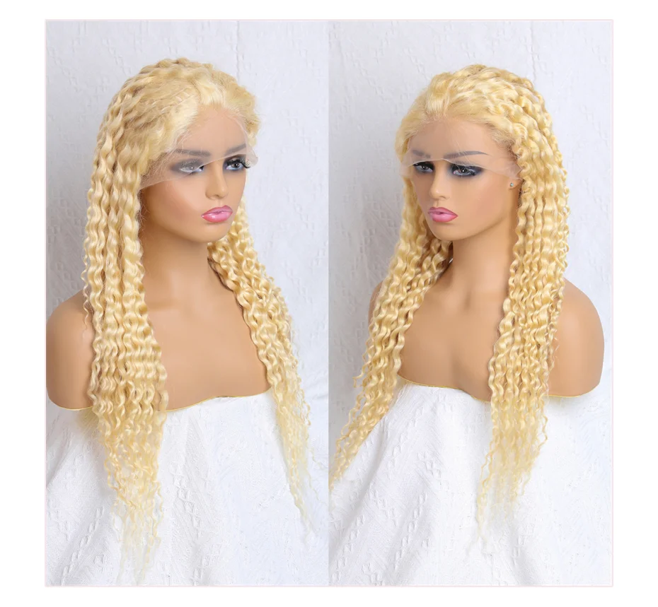 Tiefe Welle 13x4 13x6 Spitze Front Menschliches Haar Perücke Preplucked 613 Blonde Farbe Lockige Perücken Für frauen Brasilianische Transparente Frontal Perücke – Detail 12