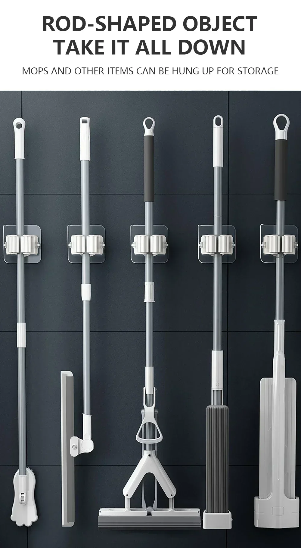 Description Picture 4 of item20PCS Wall Broom Mop Holder Organizer Holder Wall-Mounted Waterproof Mop Storage Rack Broom Hanger Hooks Household Tools