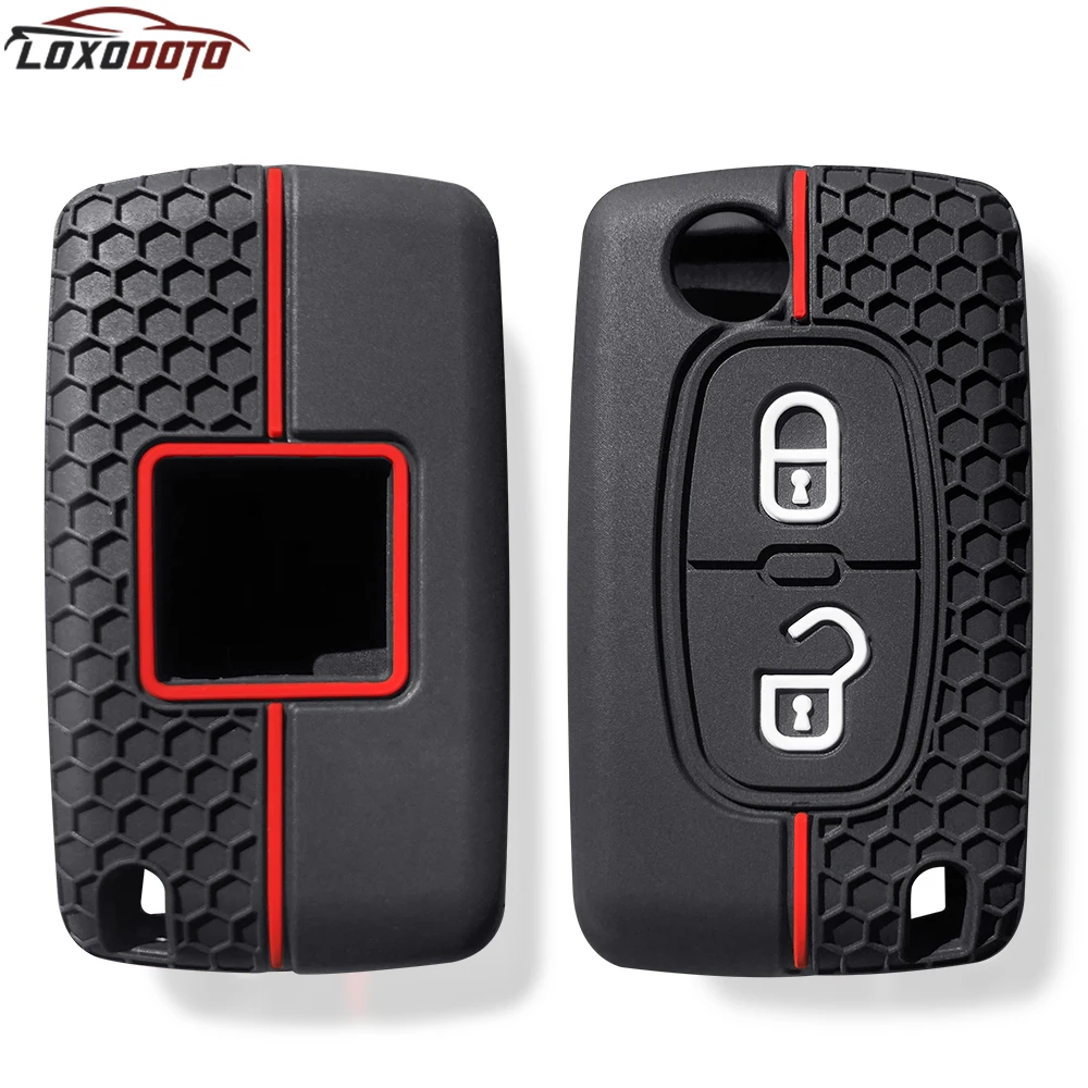 2 Buttons Silicone Car Key Case Cover Shell for Peugeot 208 206 307 207 308 407 3008 5008 4007 for Citroen C4 Picasso C3 C5 C2 for key case,key case cover,car key shell,remote control case cover,flip key fob shell