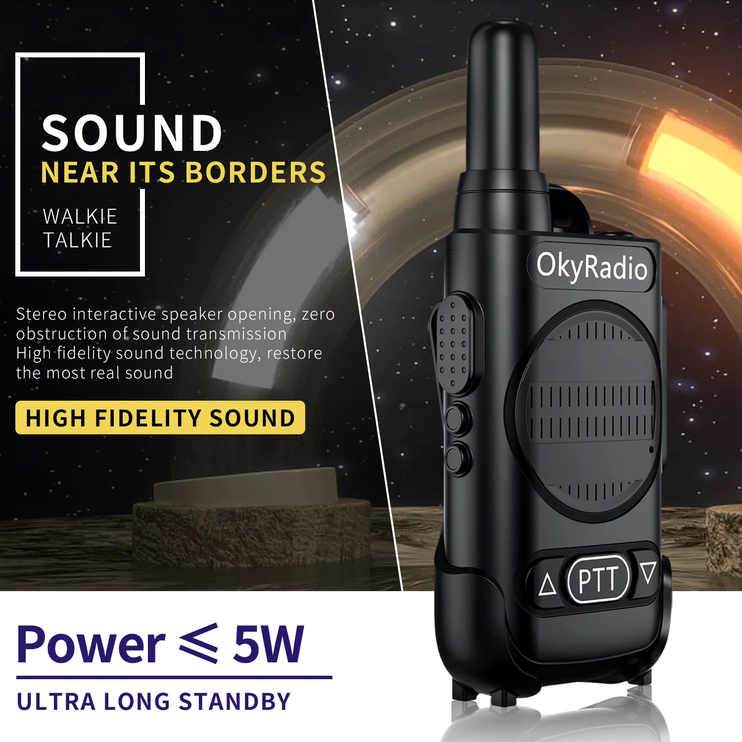 2 way radio OkyRadio 4800mah Large Capacity 5w Portable Waterproof Walkie-talkie with 6km Call Distance for Hotel Security Personnel long range walkie talkies 200 miles