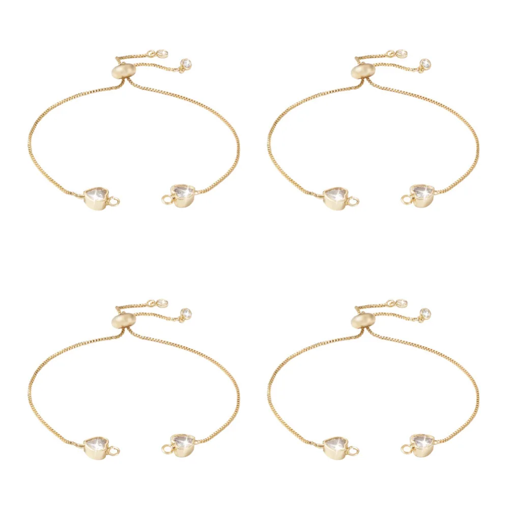 10Pcs Heart Star Crystal Rhinestone Adjustable Bracelet Chain Long-Lasting Plated Slider Bracelet Charm Link for Jewelry Making
