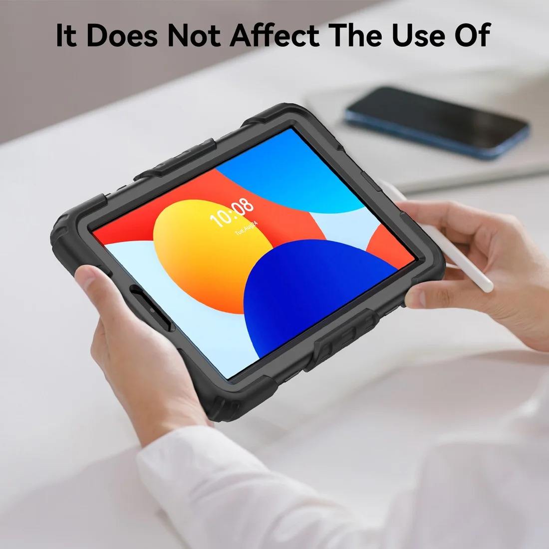 Heavy Duty Shockproof Case with 360° Rotating Stand and Hand/Shoulder Strap, Built-in Screen Protector