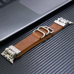 Premium Genuine Leather Watch Band - Elegant Loop Strap - 44mm 45mm (Brown)