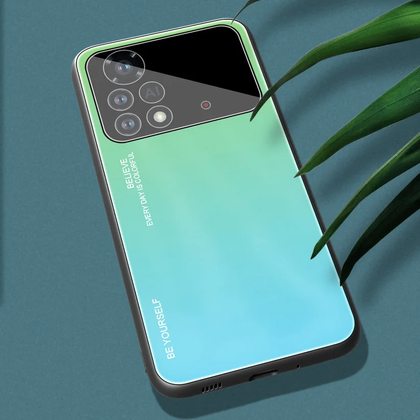 Verlaufsglas Gehäuse für POCO X4 Pro M4 Pro 5G POCO X3 GT POCO M3 Pro F3 C3 X3 NFC F2 Pro Gehärtete glänzende Abdeckung_voghion.com