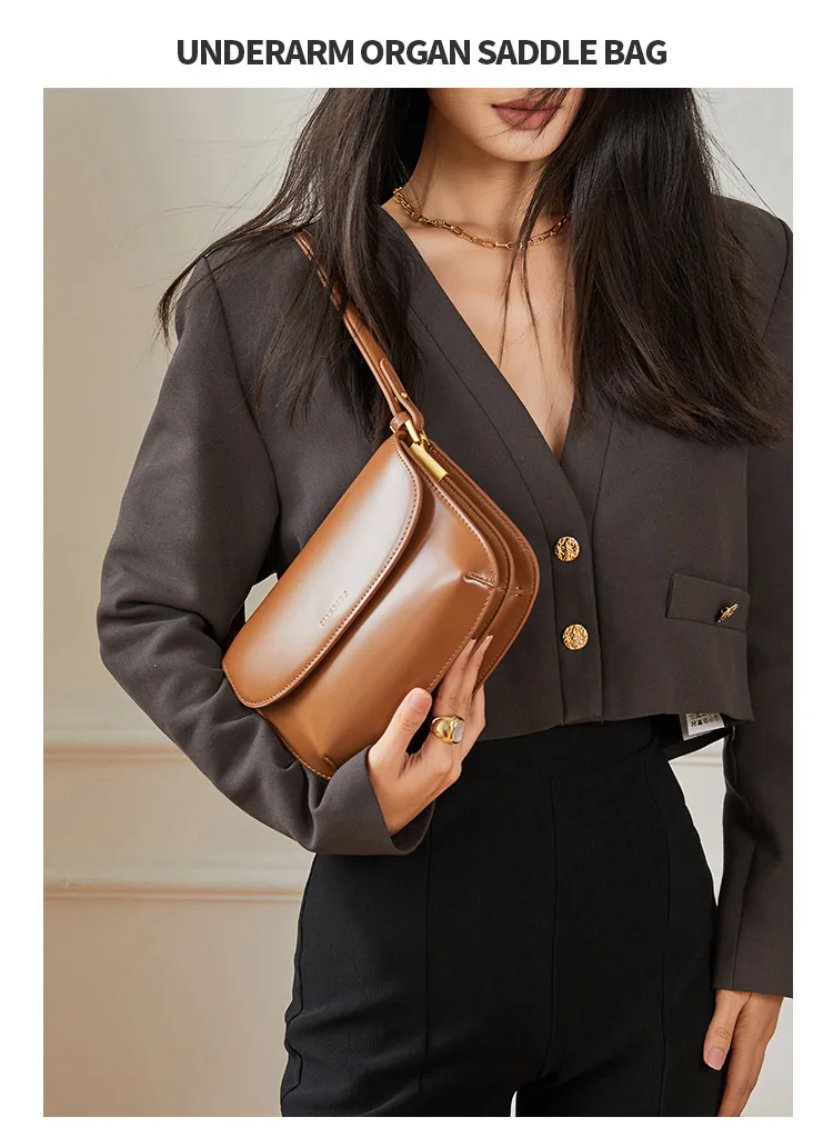 ZR DIARY Saddle Bags Women Sling Handbag Cow Leather Small